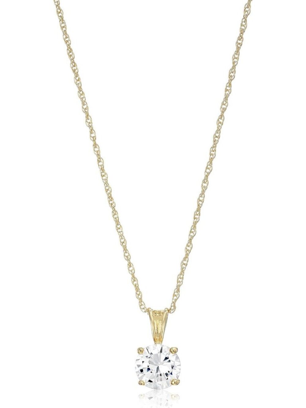 Sterling Silver Cubic Zirconia Round Cut Solitaire Pendant Necklace, 18” Chain